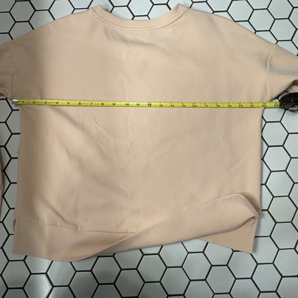 Athleta Mindset Cropped Sweatshirt Beige Crew Neck Small - Picture 3 of 3